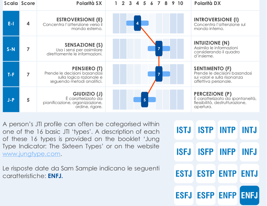 Grafico 16 tipi psicologici di personalità