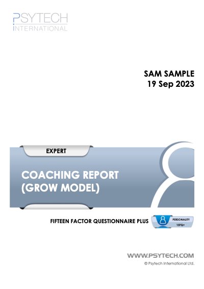 Copertina del 15FQ+ Coaching Report di esempio