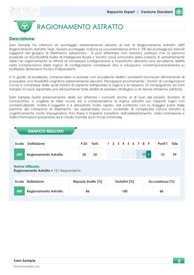 Report ART Standard: risultato di ragionamento astratto