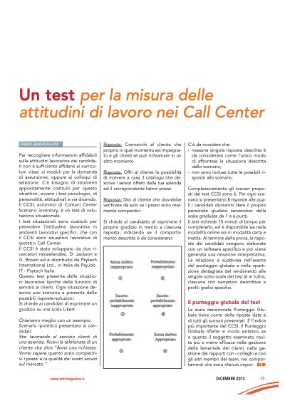 Articolo sul CCSI in CMI: prima pagina con lo scenario di esempio