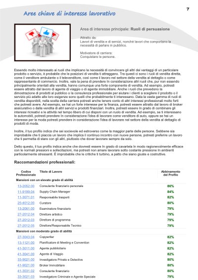 Report CMAP+: aree chiave di interesse lavorativo