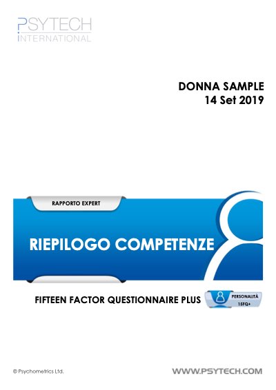Copertina del rapporto esteso sulle competenze di esempio