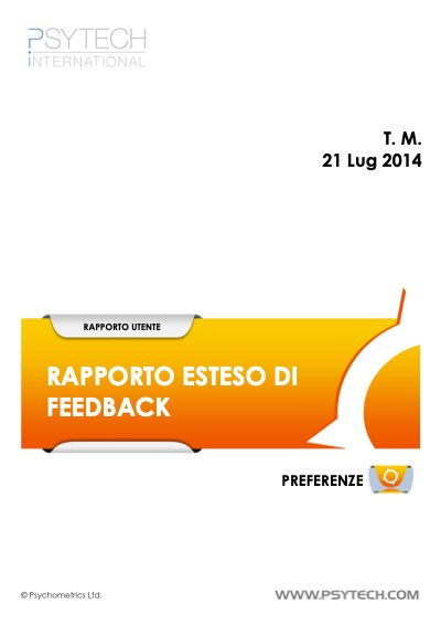 Copertina del rapporto OIP+ di feedback di esempio
