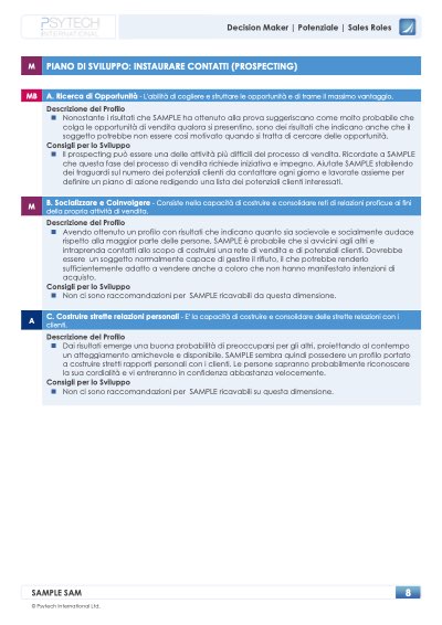 Report SPT Sviluppo: piano di sviluppo per il prospecting