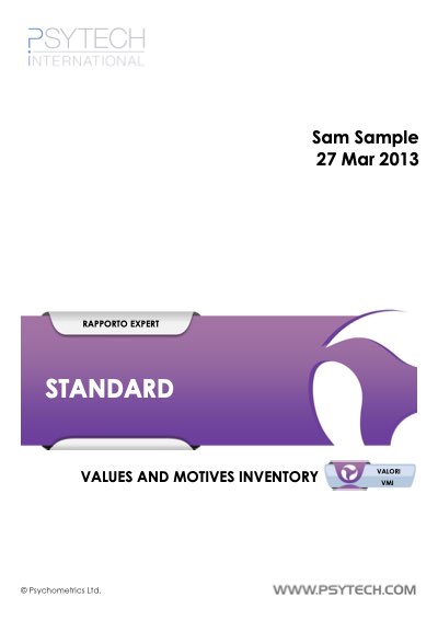 Copertina del report VMI Standard di esempio